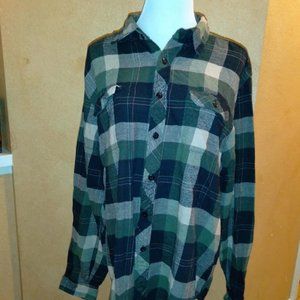 Old Navy Utility Green Flannel Cotton Shirt Large